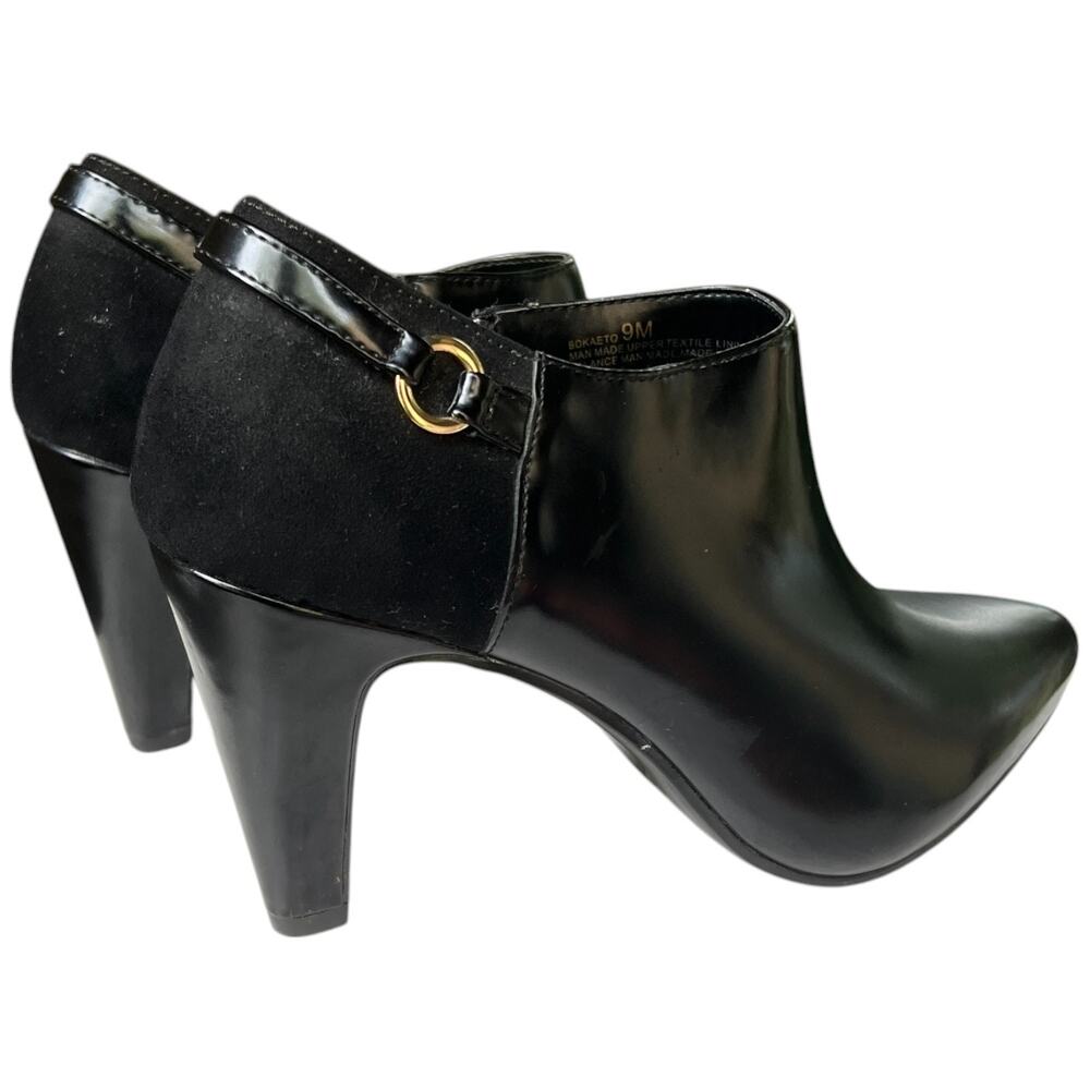 Bandolino Women's 9M Black Zipper Pumps High Heels Gold Detail
